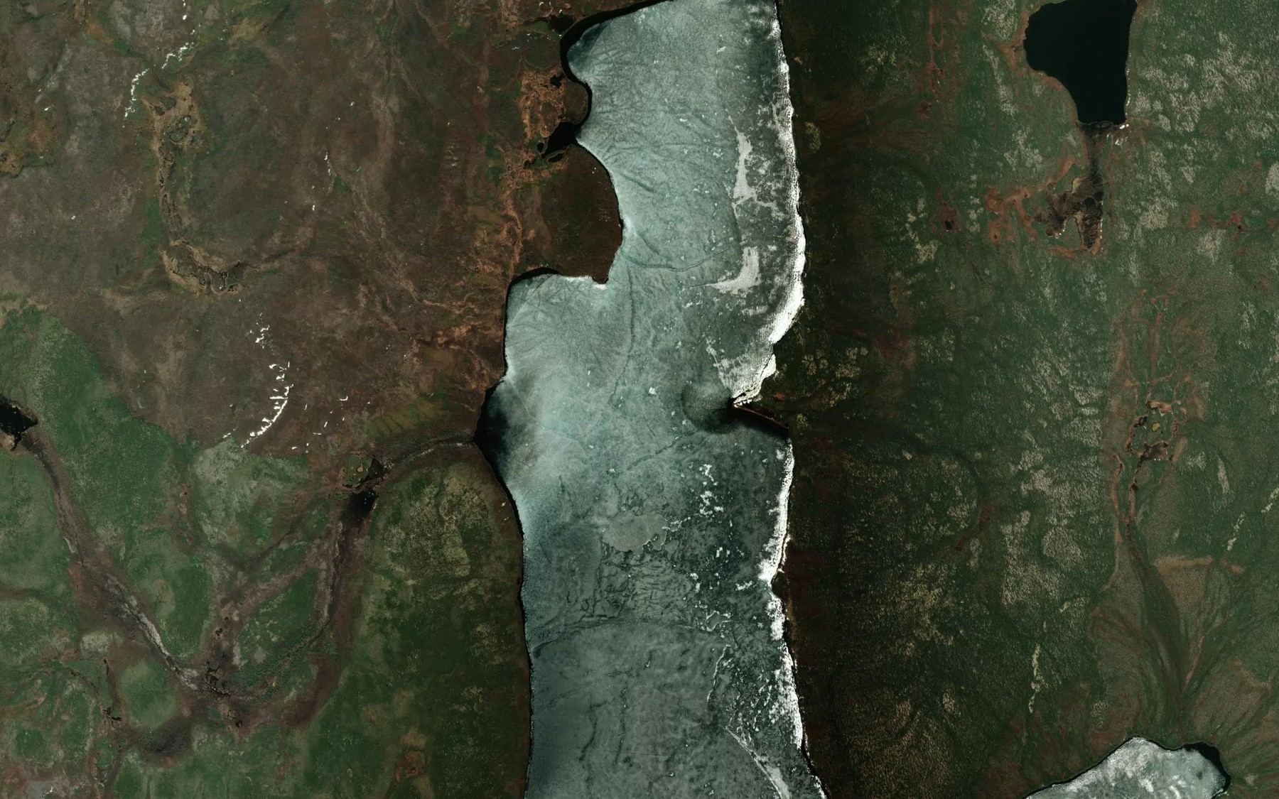 Satellite map of the Sprott Lake