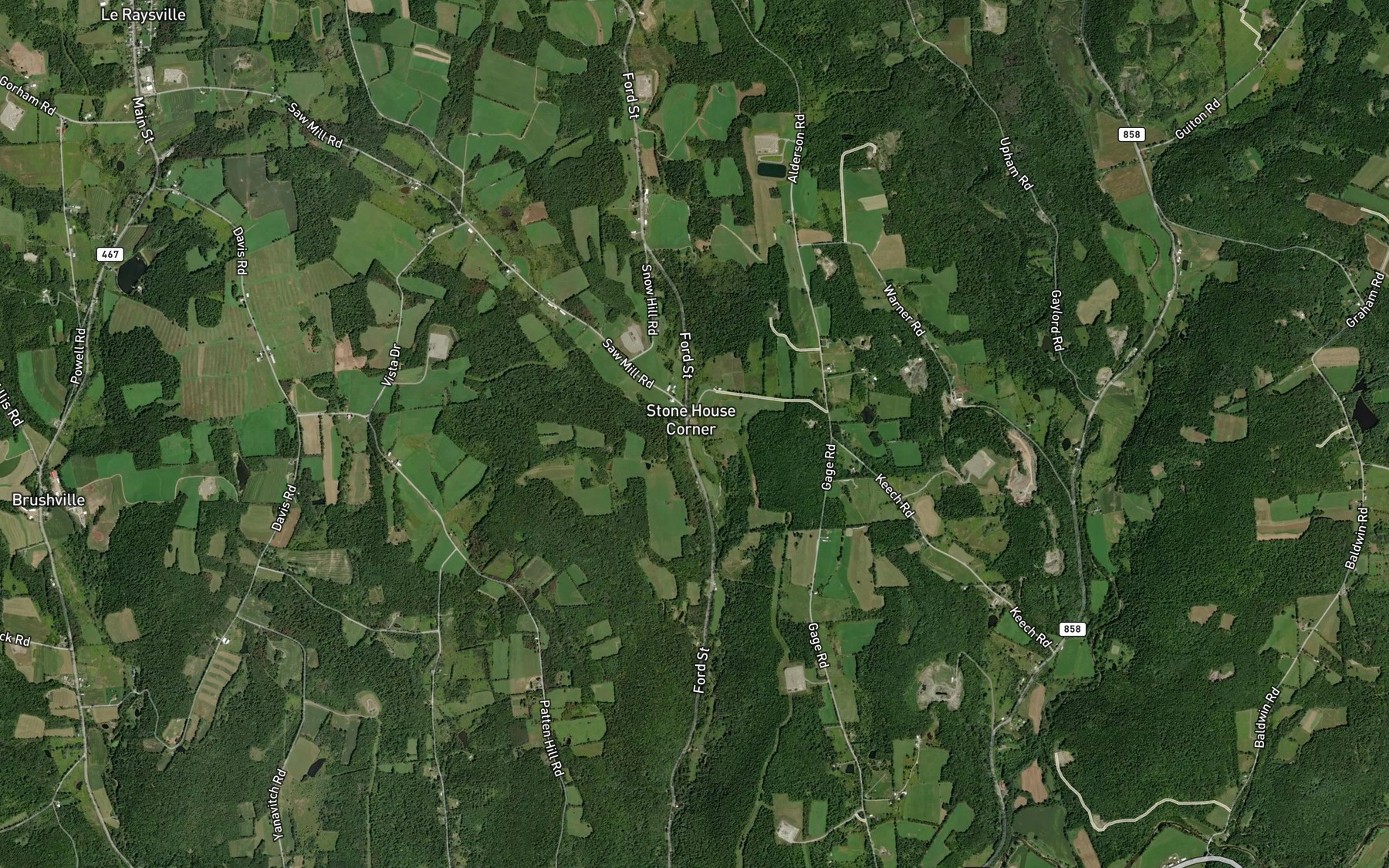 Satellite map of the Ford Street Creek