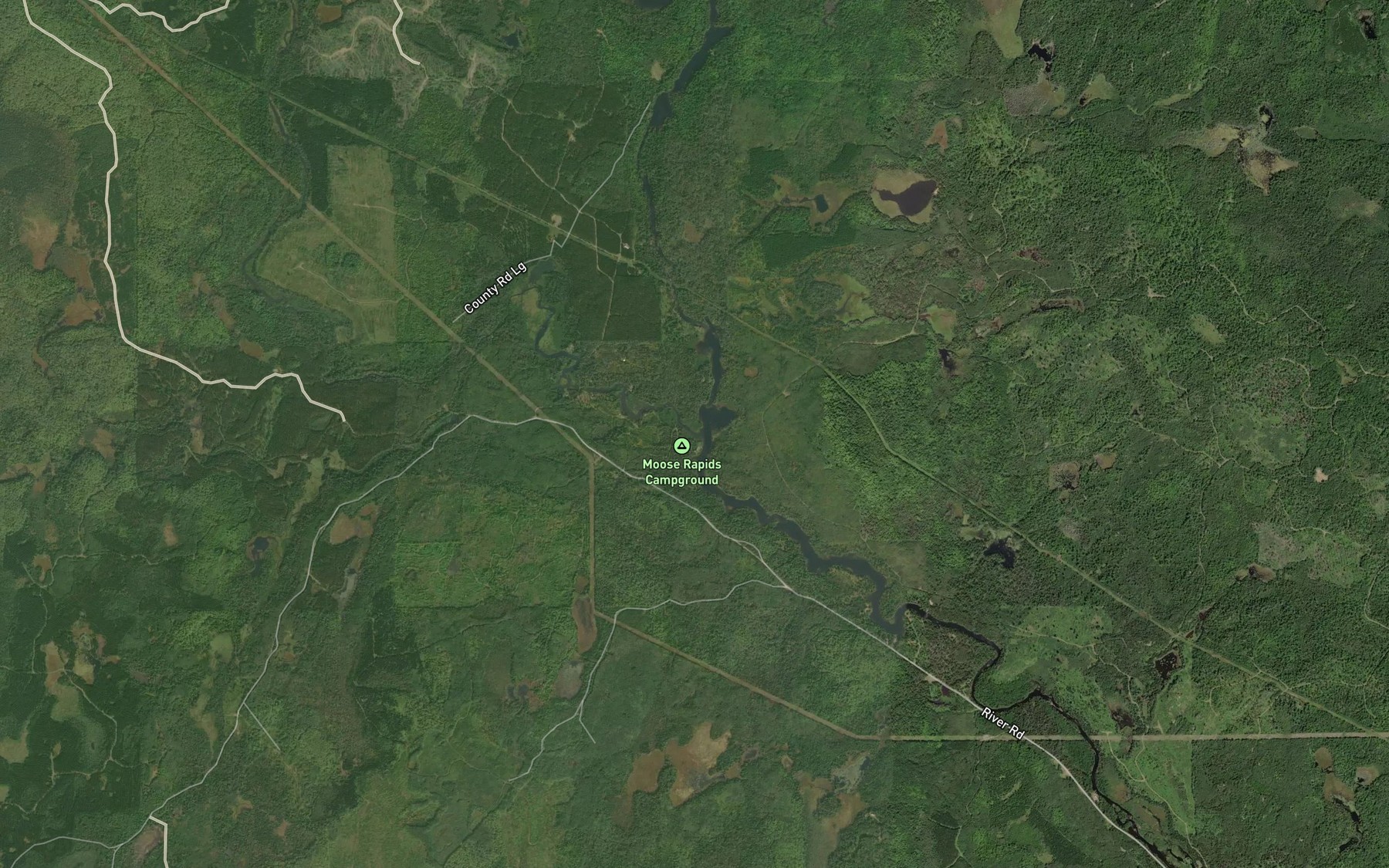 Satellite map of the Spruce River