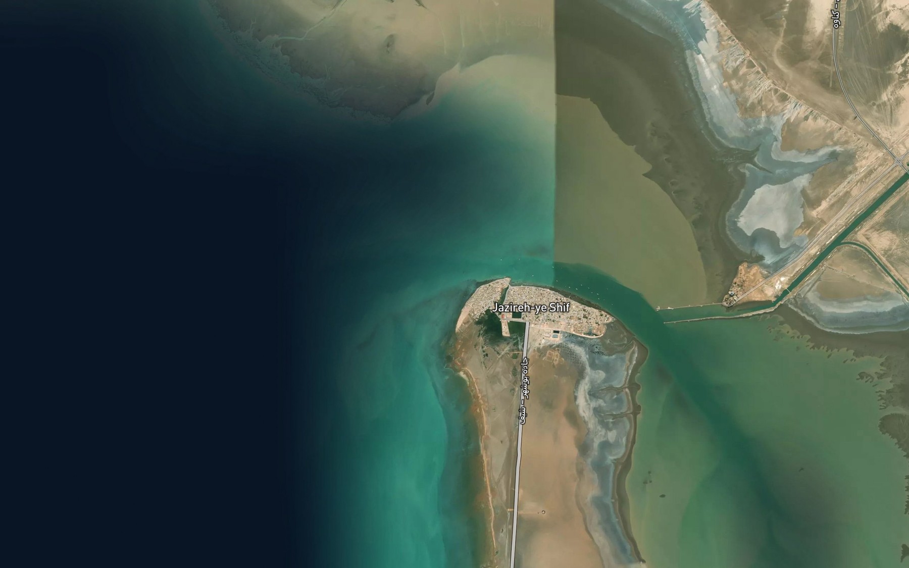 Satellite map of the Khowr-e Shif