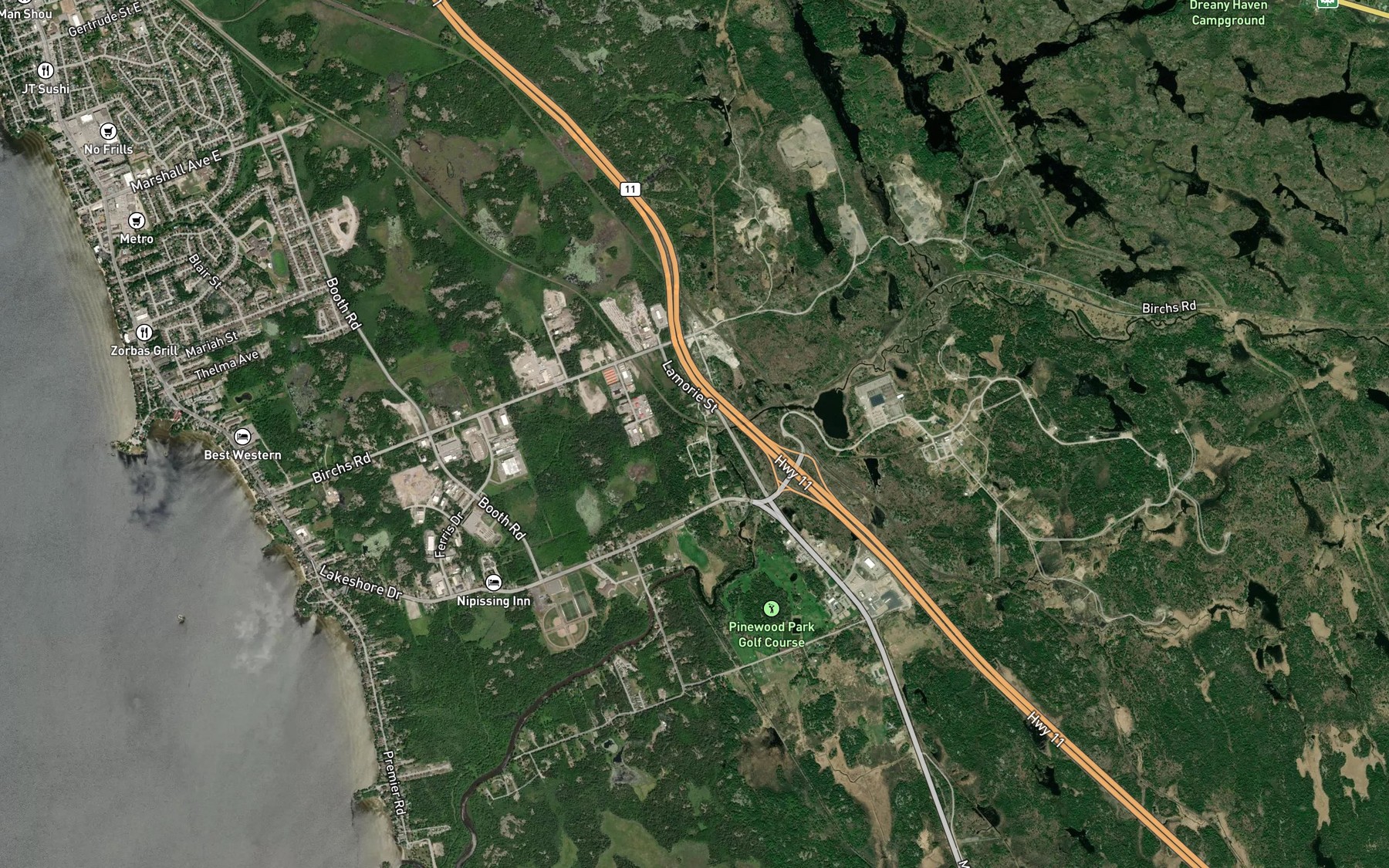 Satellite map of the Cook Creek