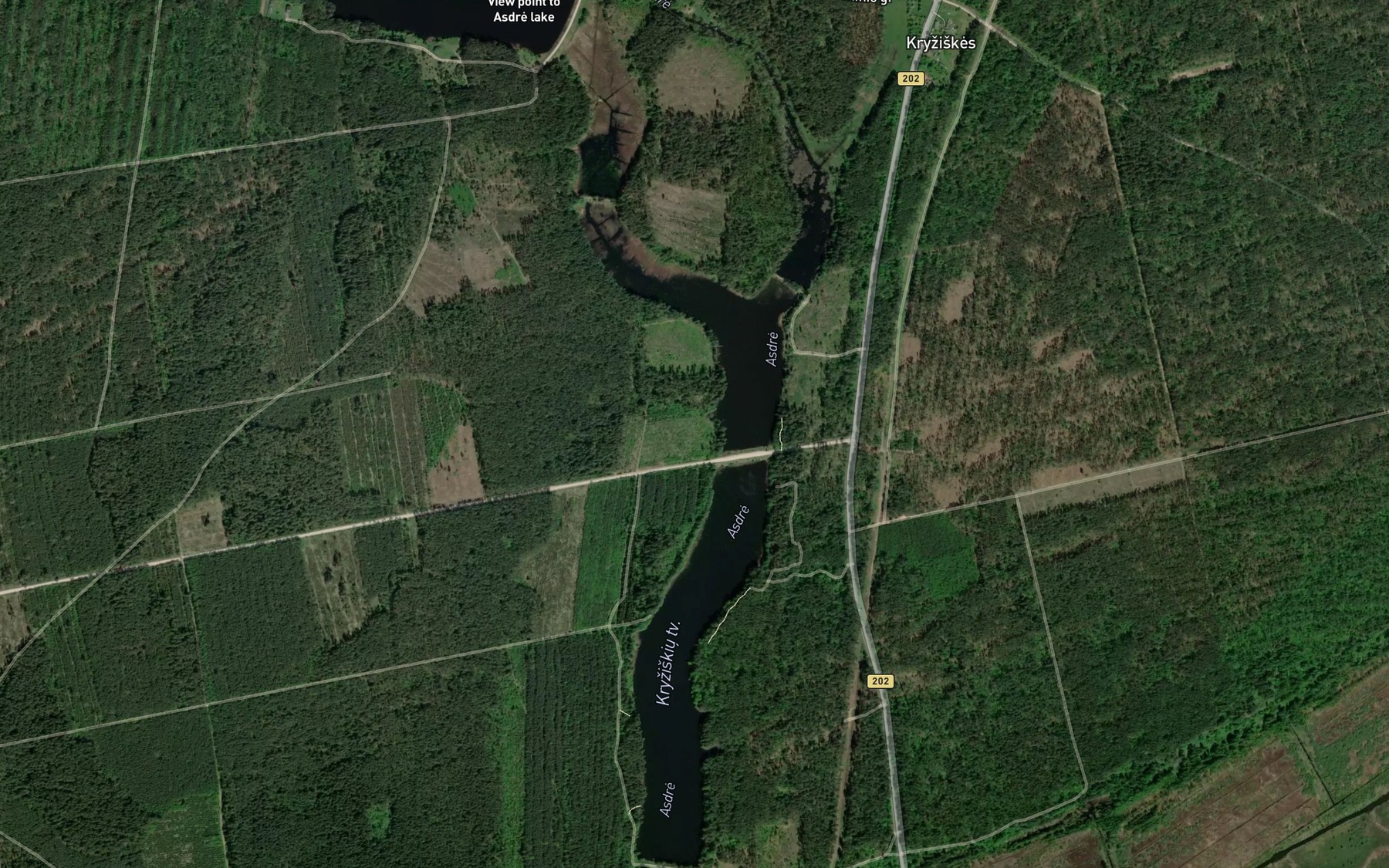 Satellite map of the Kryziskiu Tvenkinys