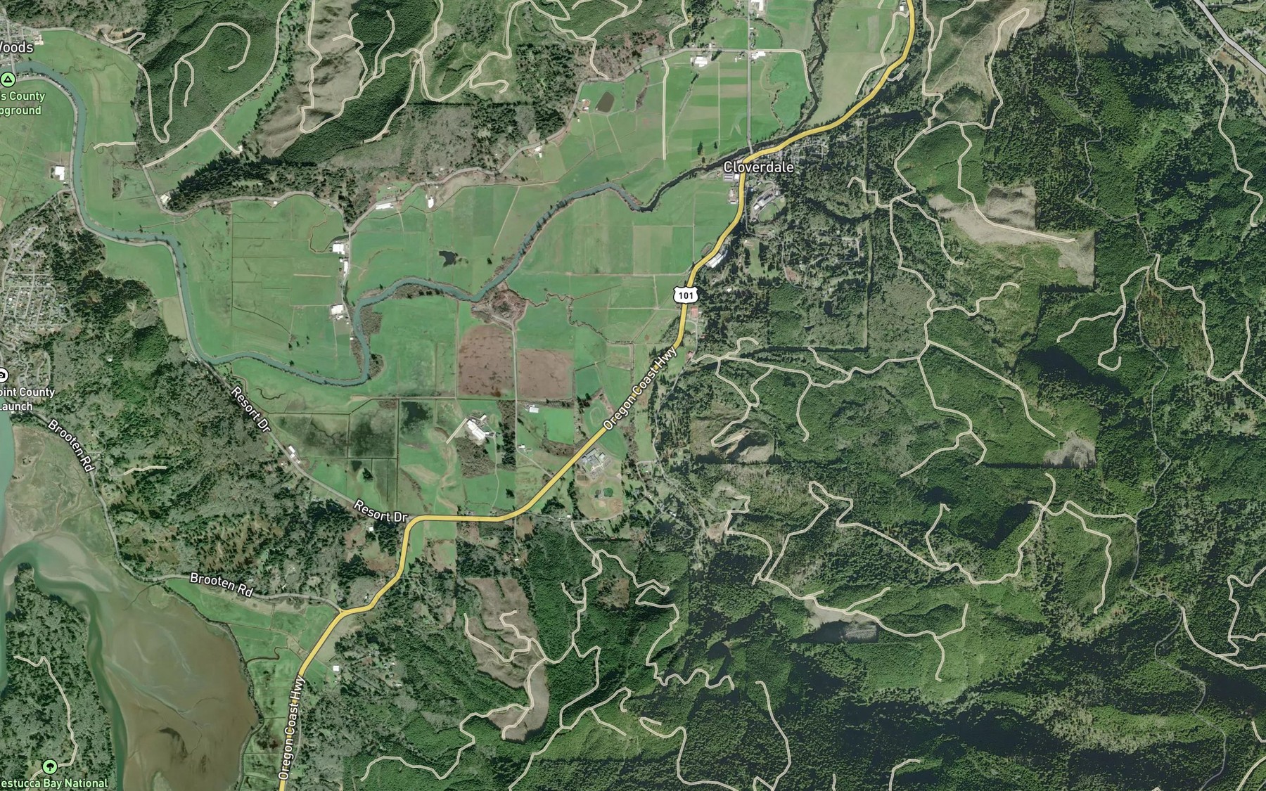 Satellite map of the Queens Creek