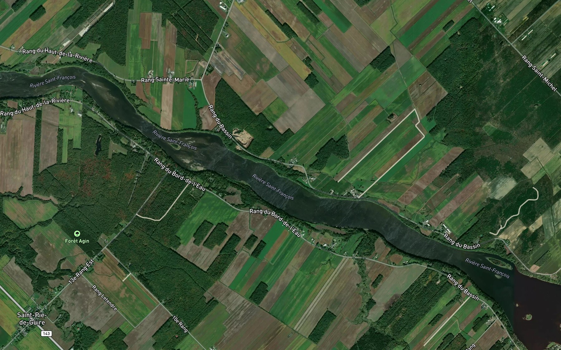 Satellite map of the Ruisseau Caron