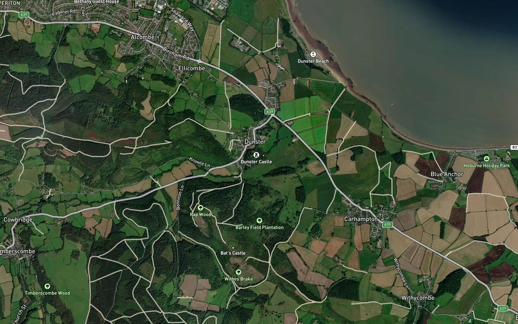 Satellite map of the River Avill