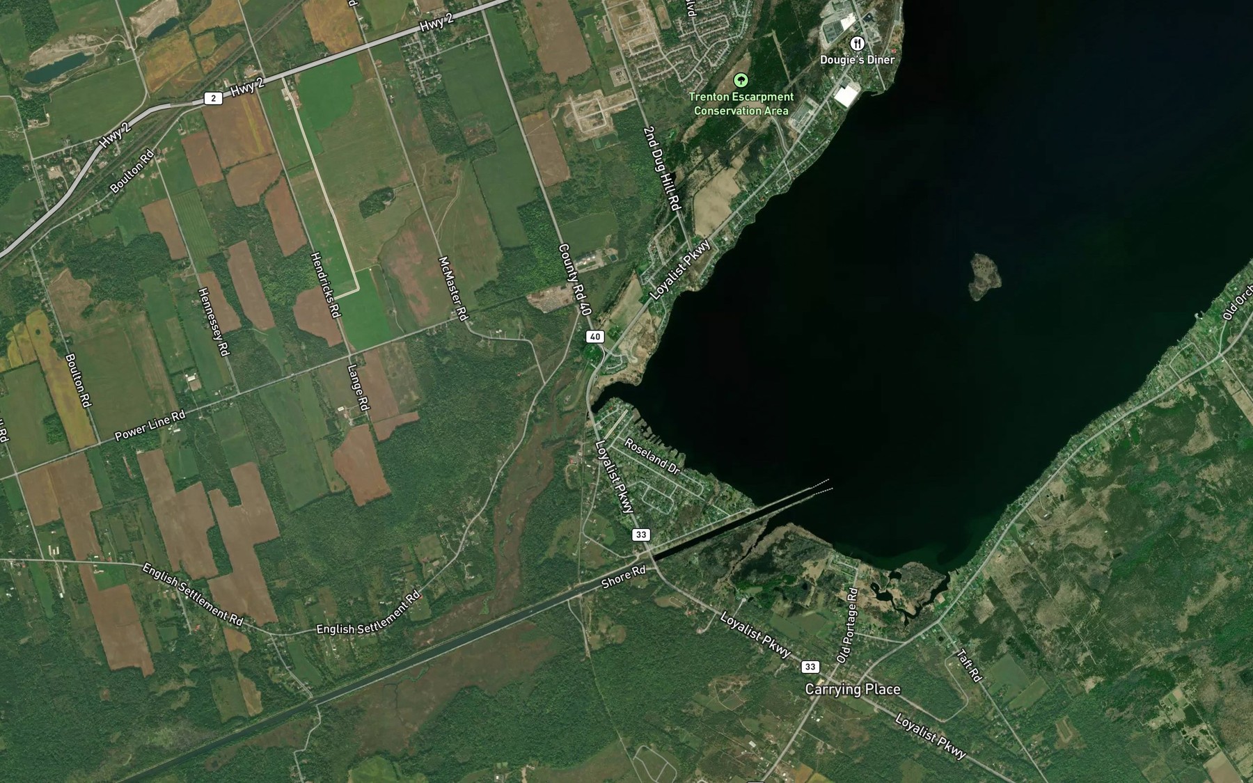 Satellite map of the Dead Creek
