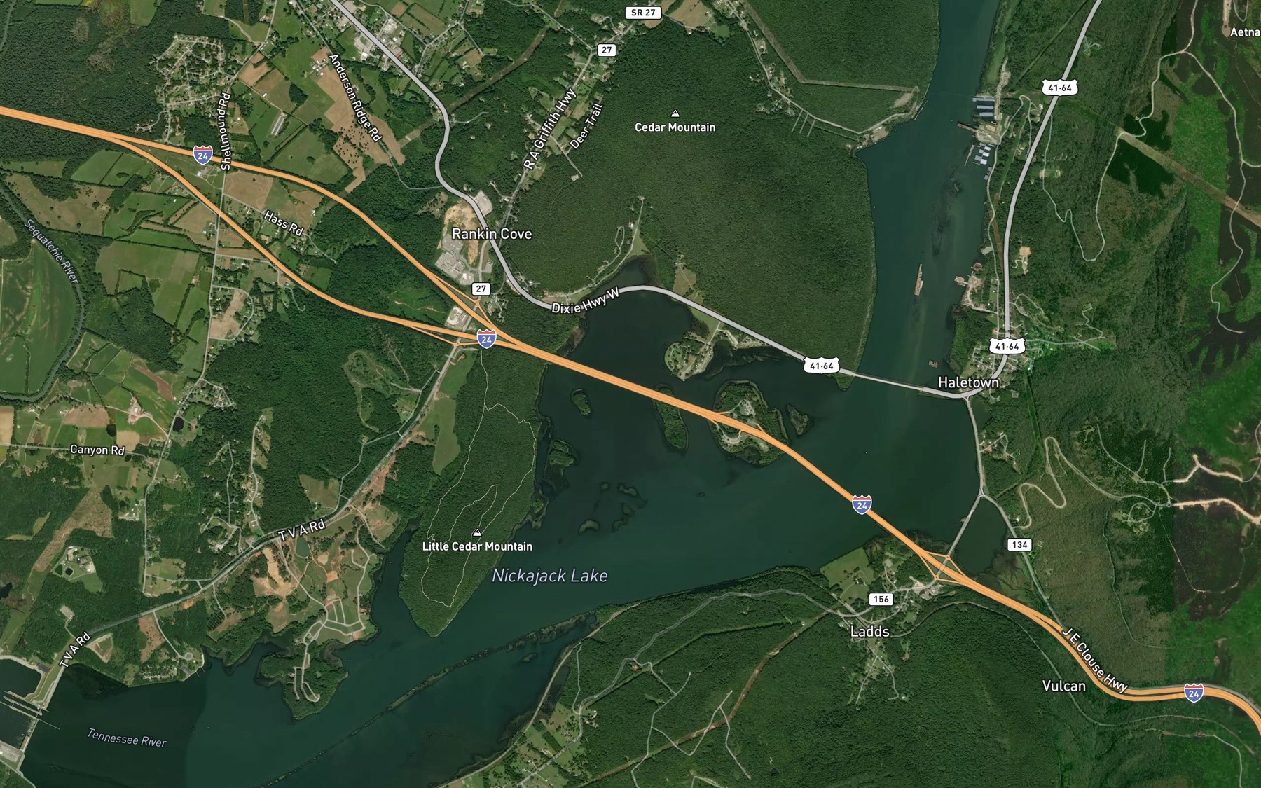 Satellite map of the Rankin Cove