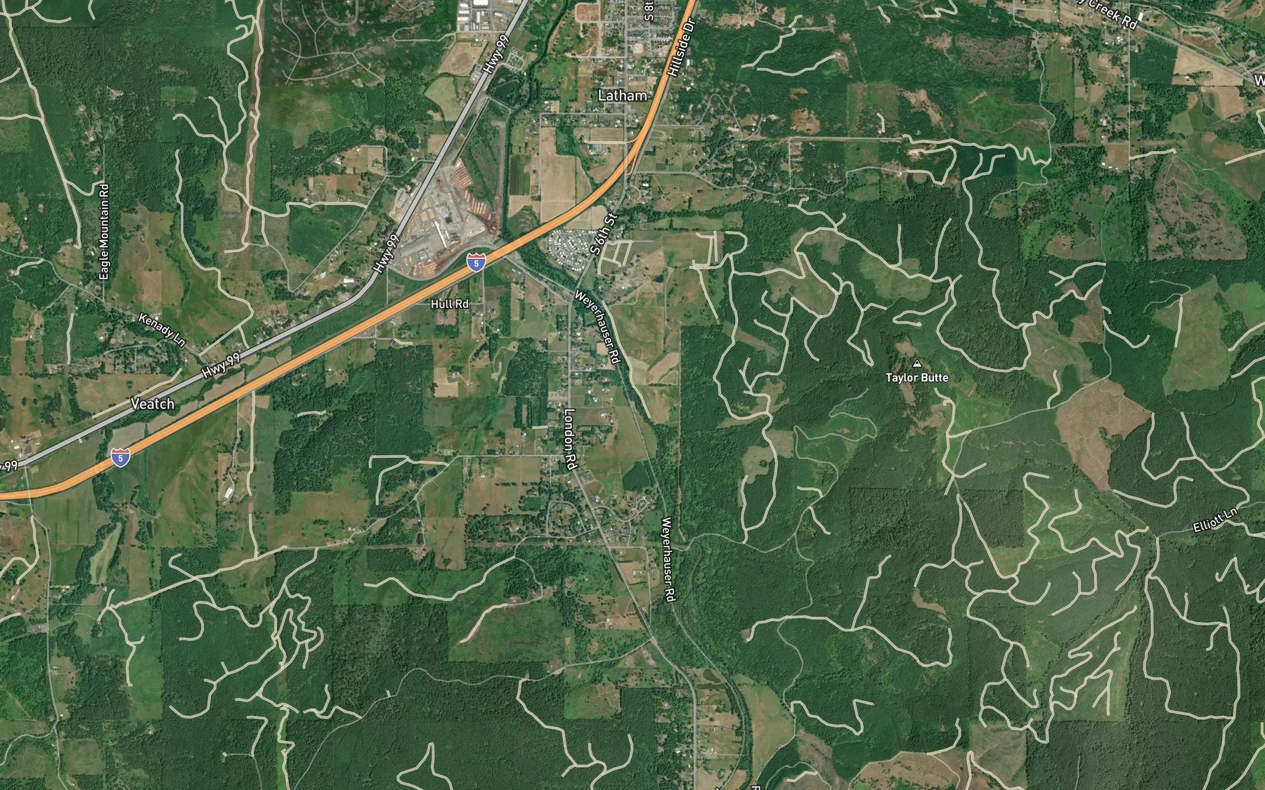 Satellite map of the Taylor Creek