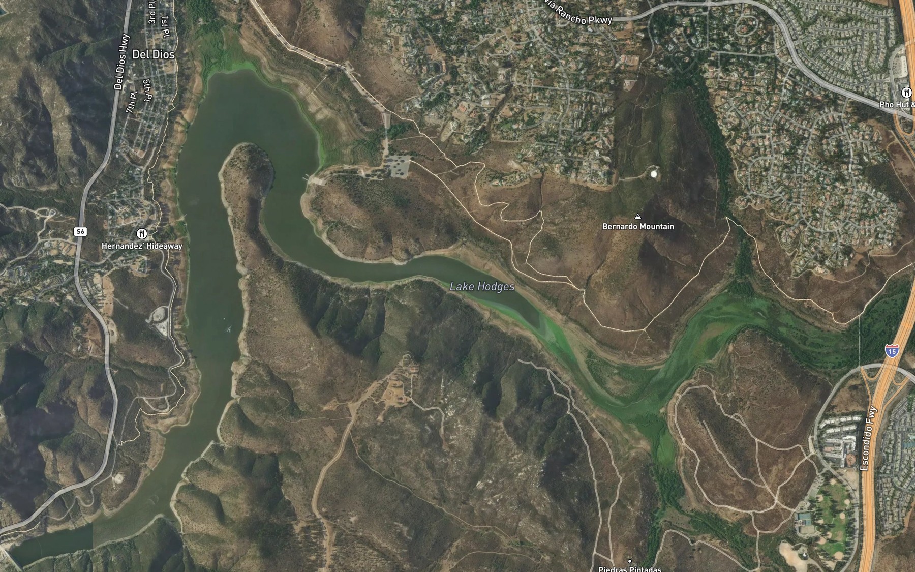 Satellite map of the Lake Hodges