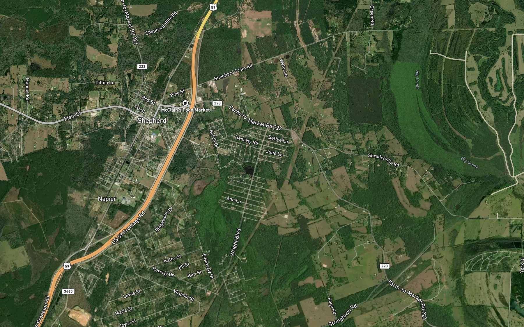 Satellite map of the Lake Run-A-Muck