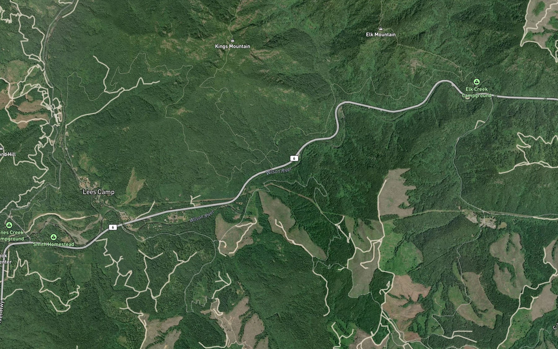 Satellite map of the Dog Creek