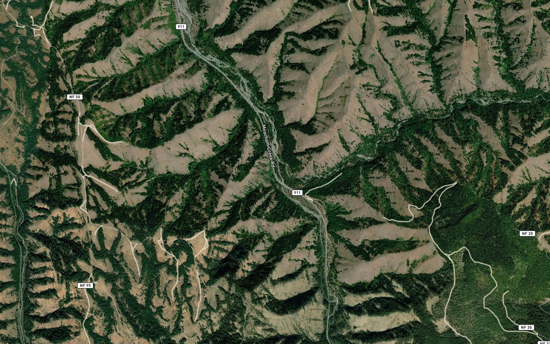 Satellite map of the North Fork Meacham Creek