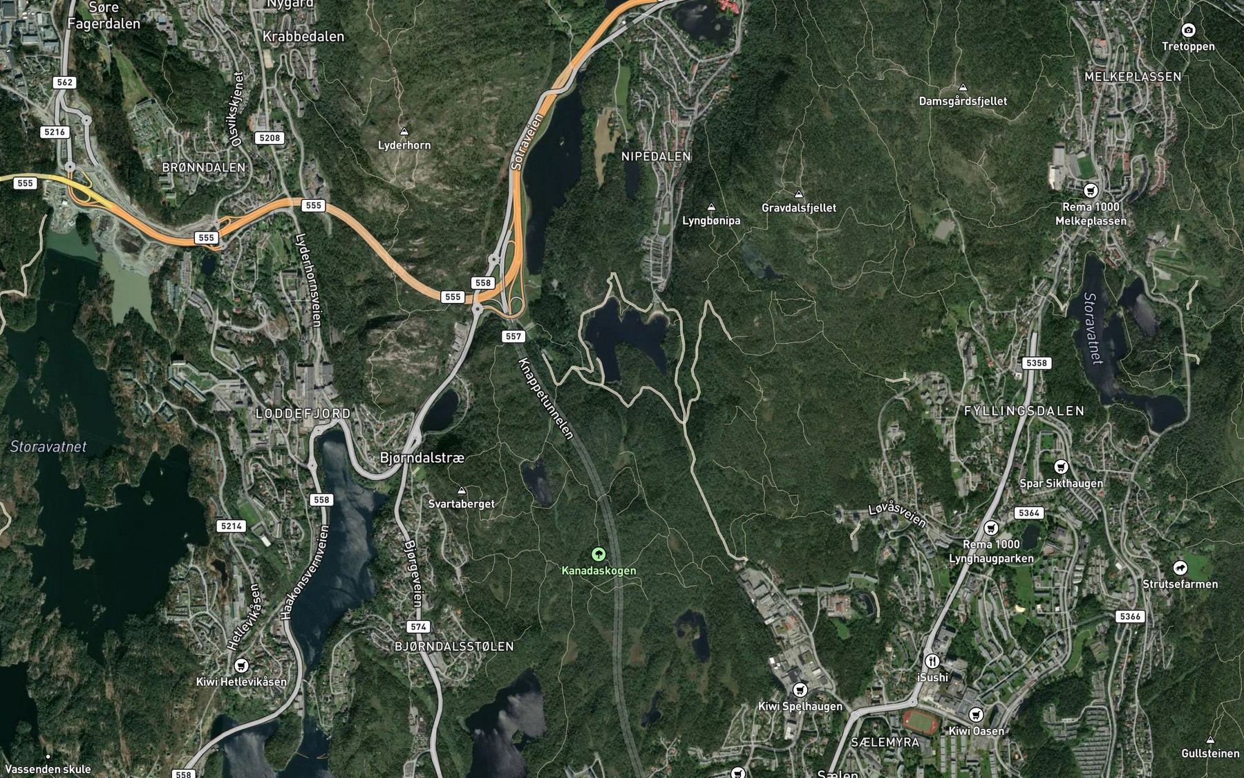 Satellite map of the Tenebekktjorna
