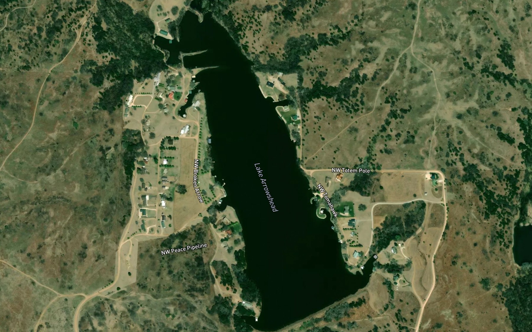 Satellite map of the Lake Arrowshead
