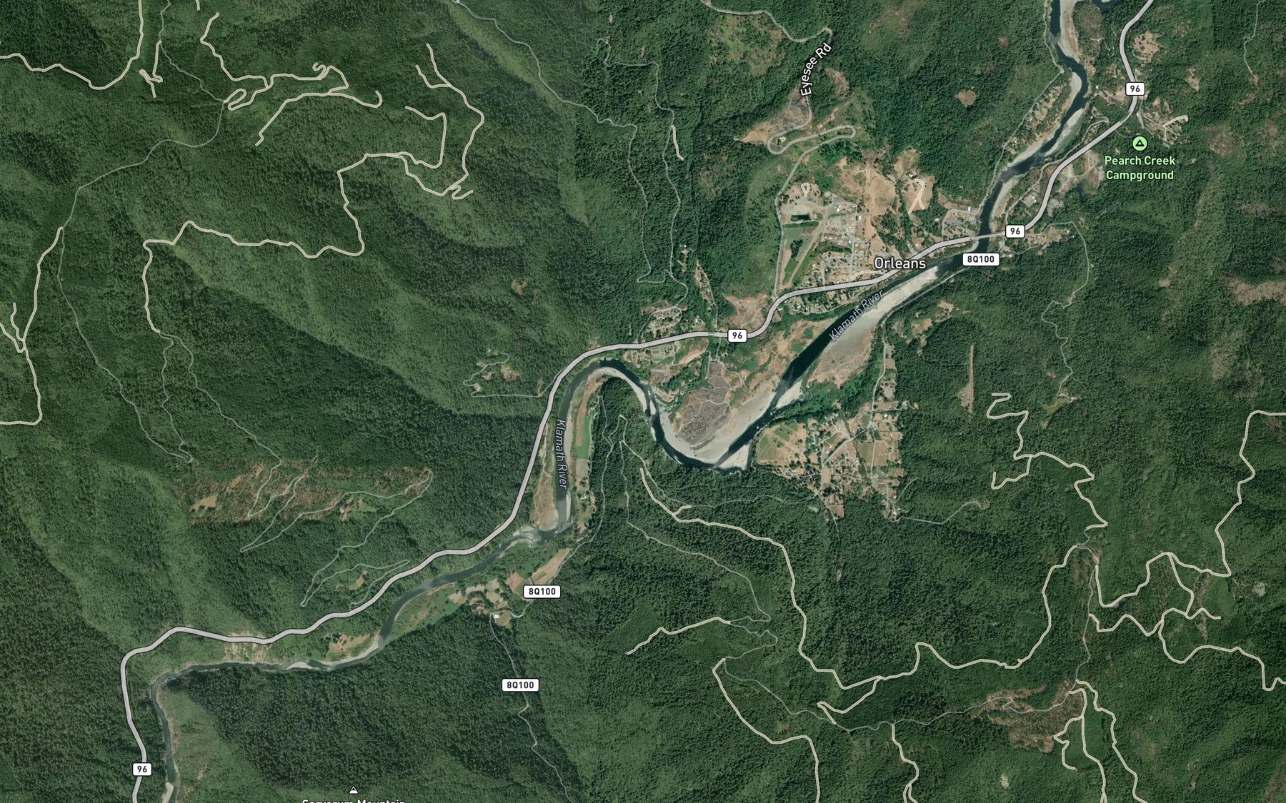 Satellite map of the Camp Creek