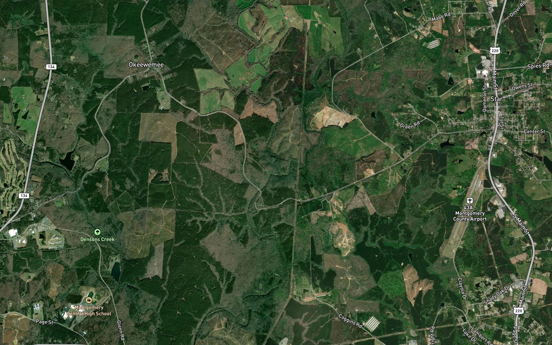 Satellite map of the West Fork Little River