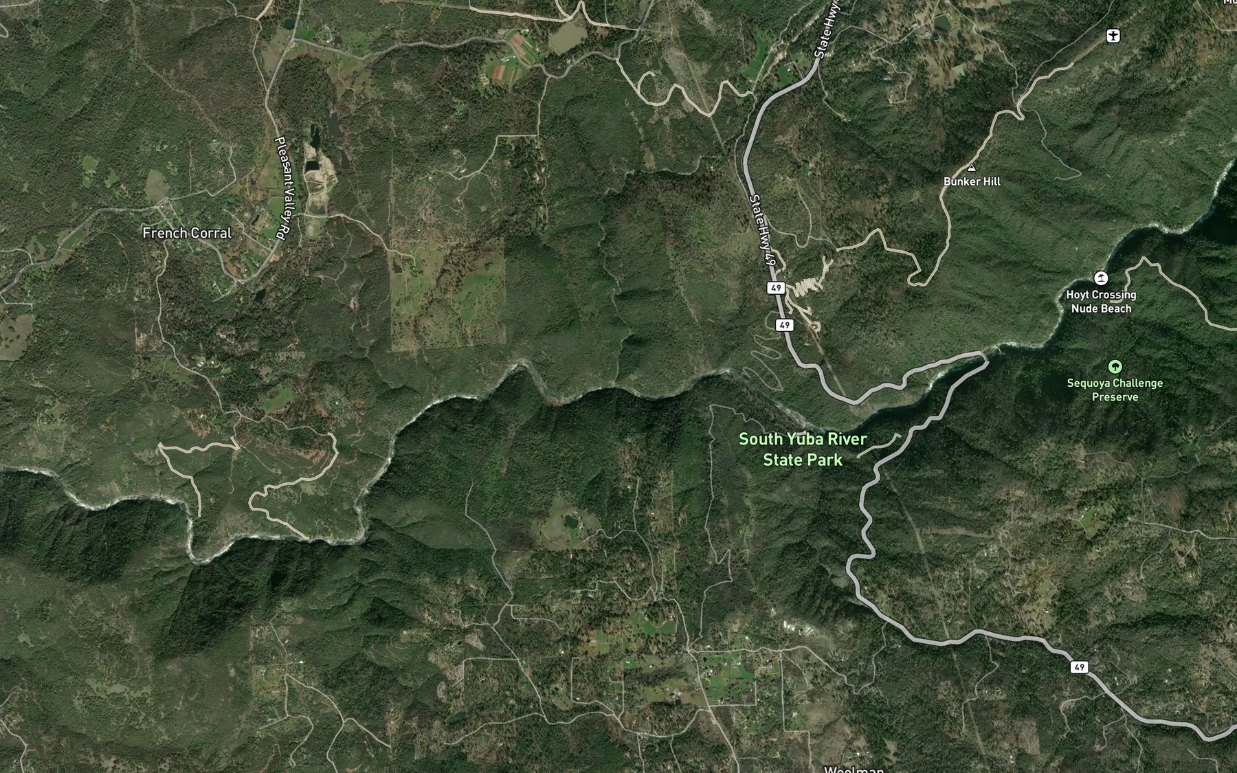 Satellite map of the Shady Creek