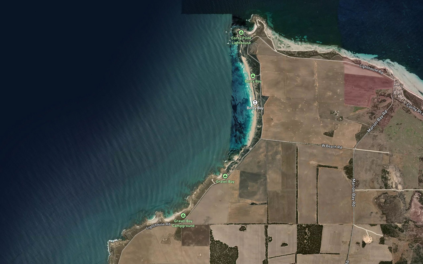 Satellite map of the Berry Bay