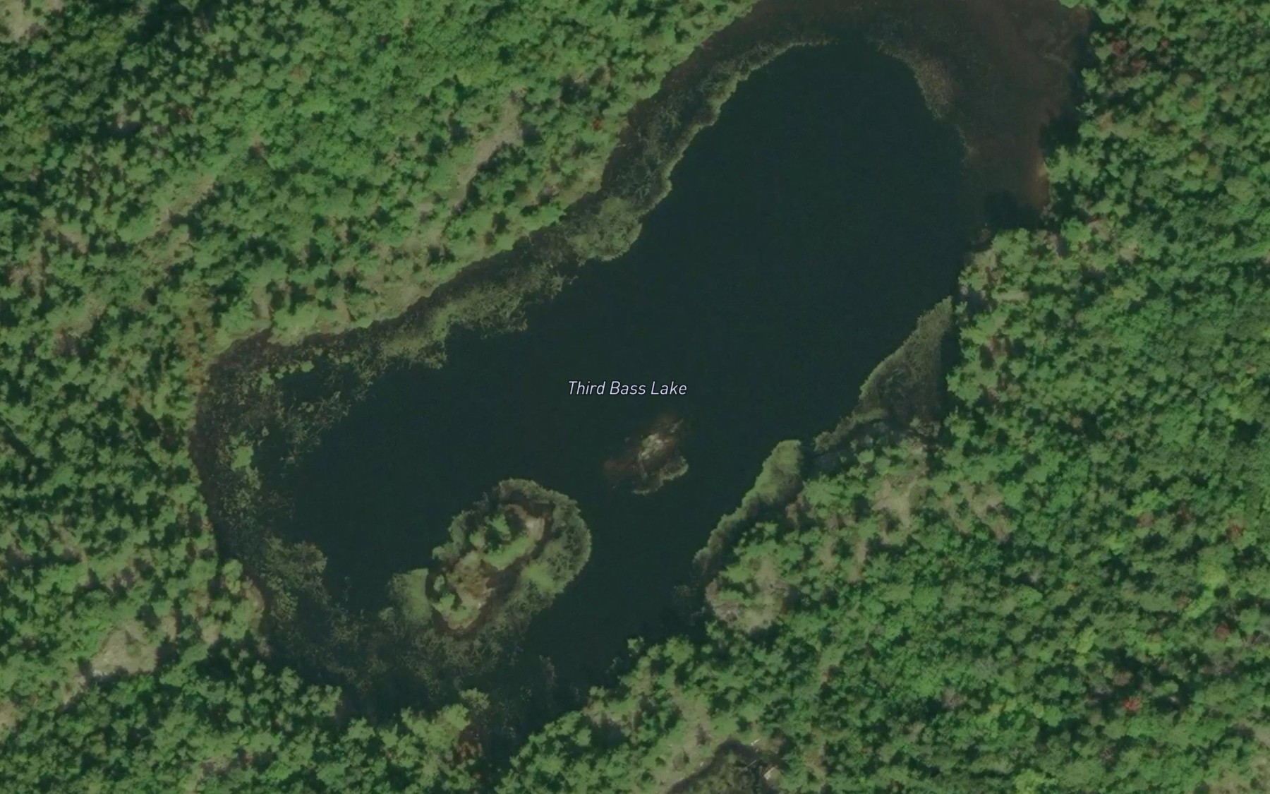 Satellite map of the Third Bass Lake