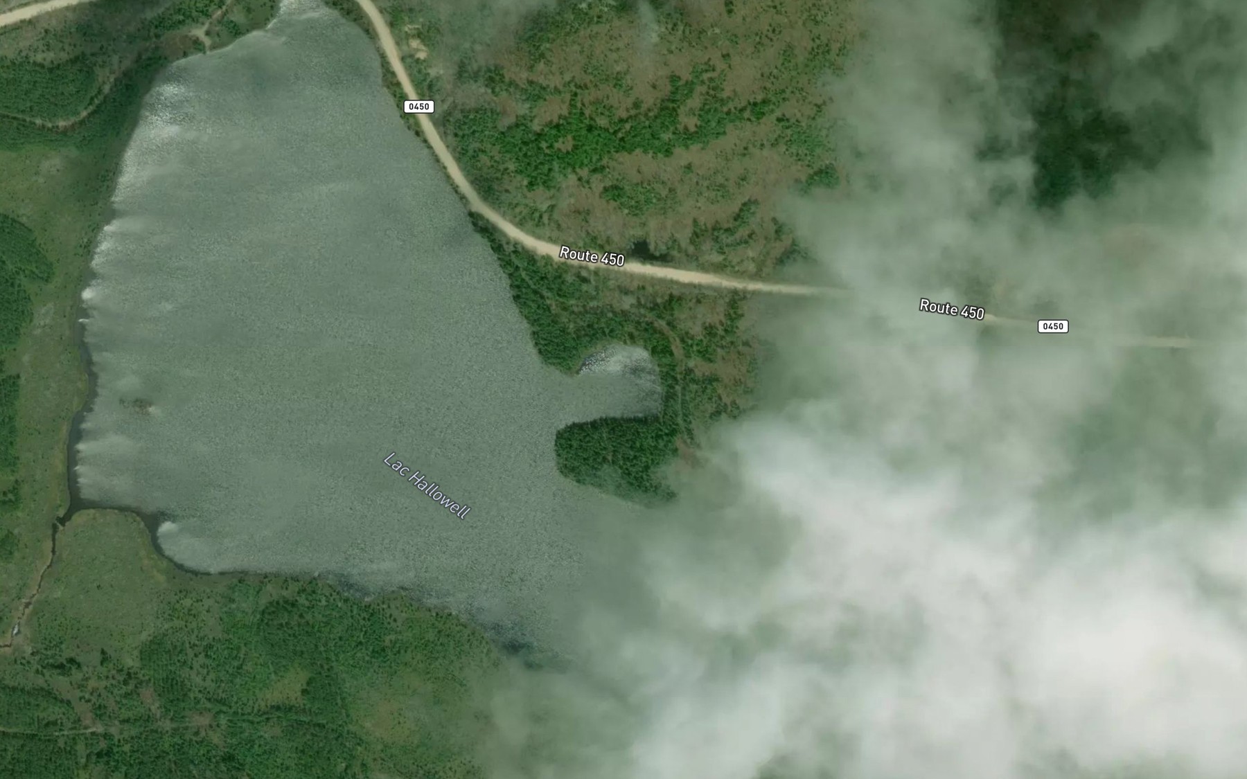 Satellite map of the Lac Hallowell