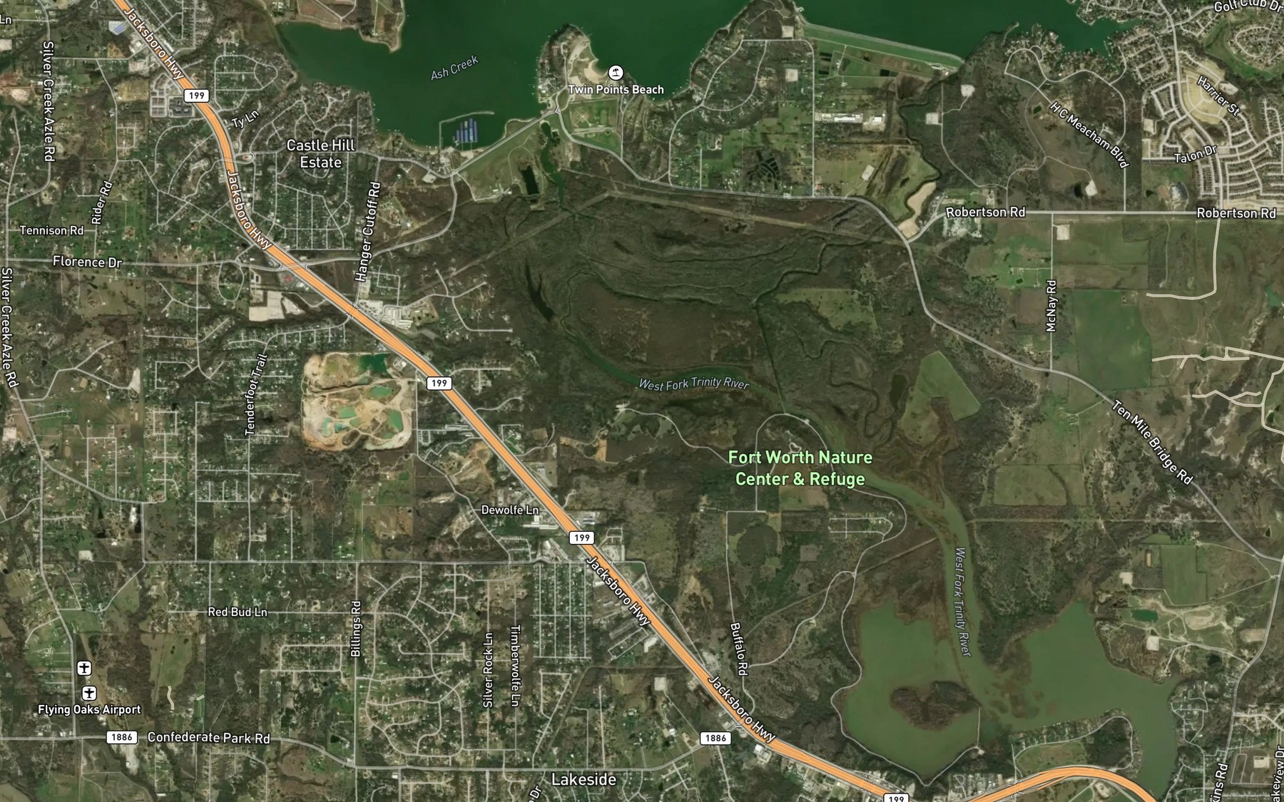 Satellite map of the Cottonwood Branch
