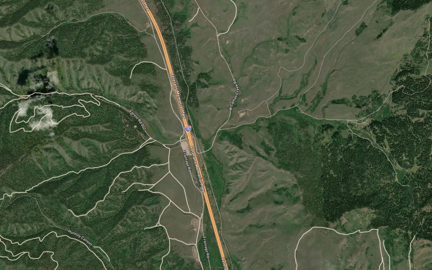 Satellite map of the Clay Creek