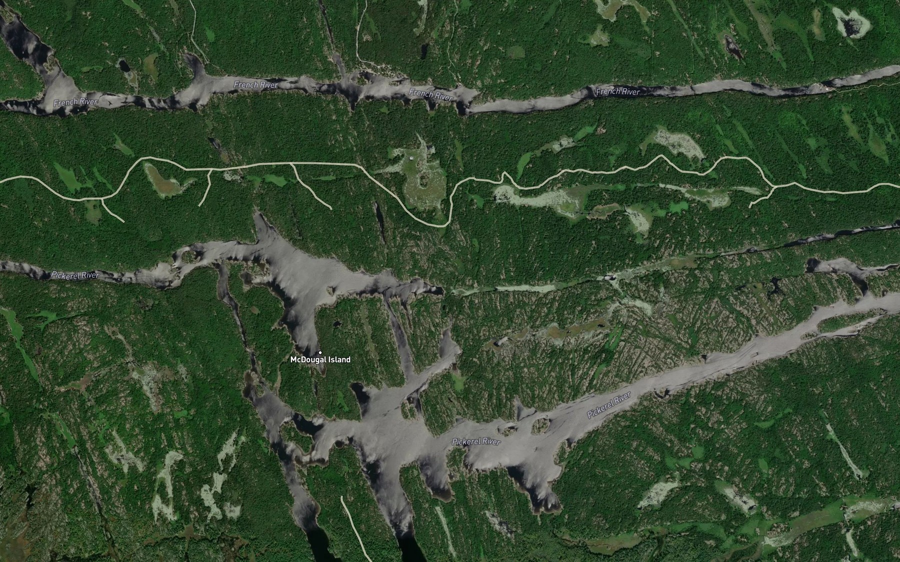 Satellite map of the Daoust Creek