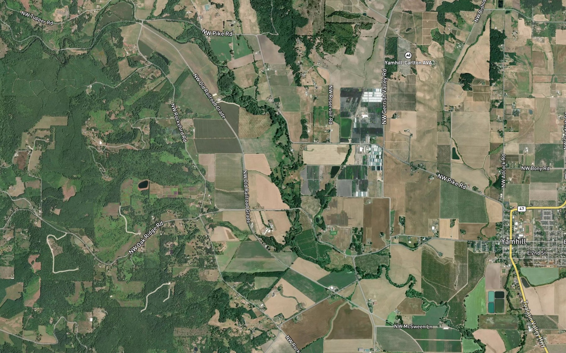 Satellite map of the Hutchcroft Creek