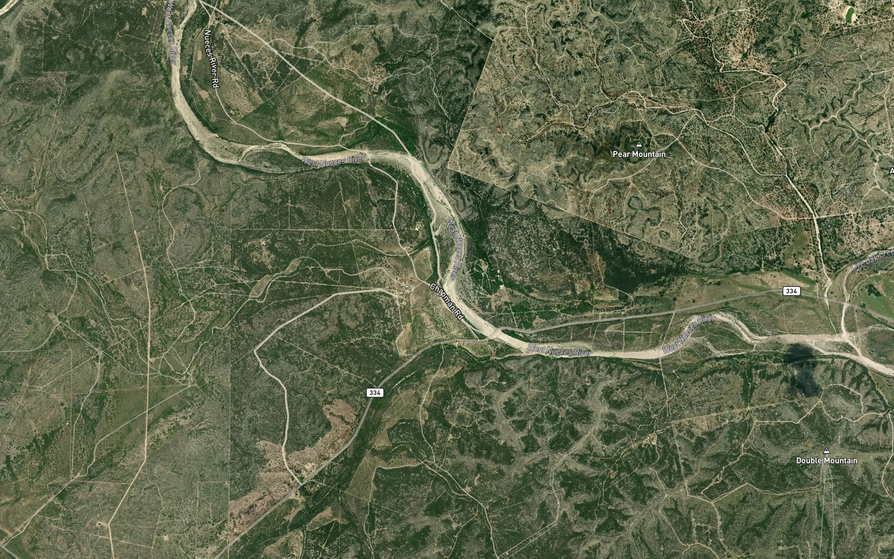 Satellite map of the Nueces Creek
