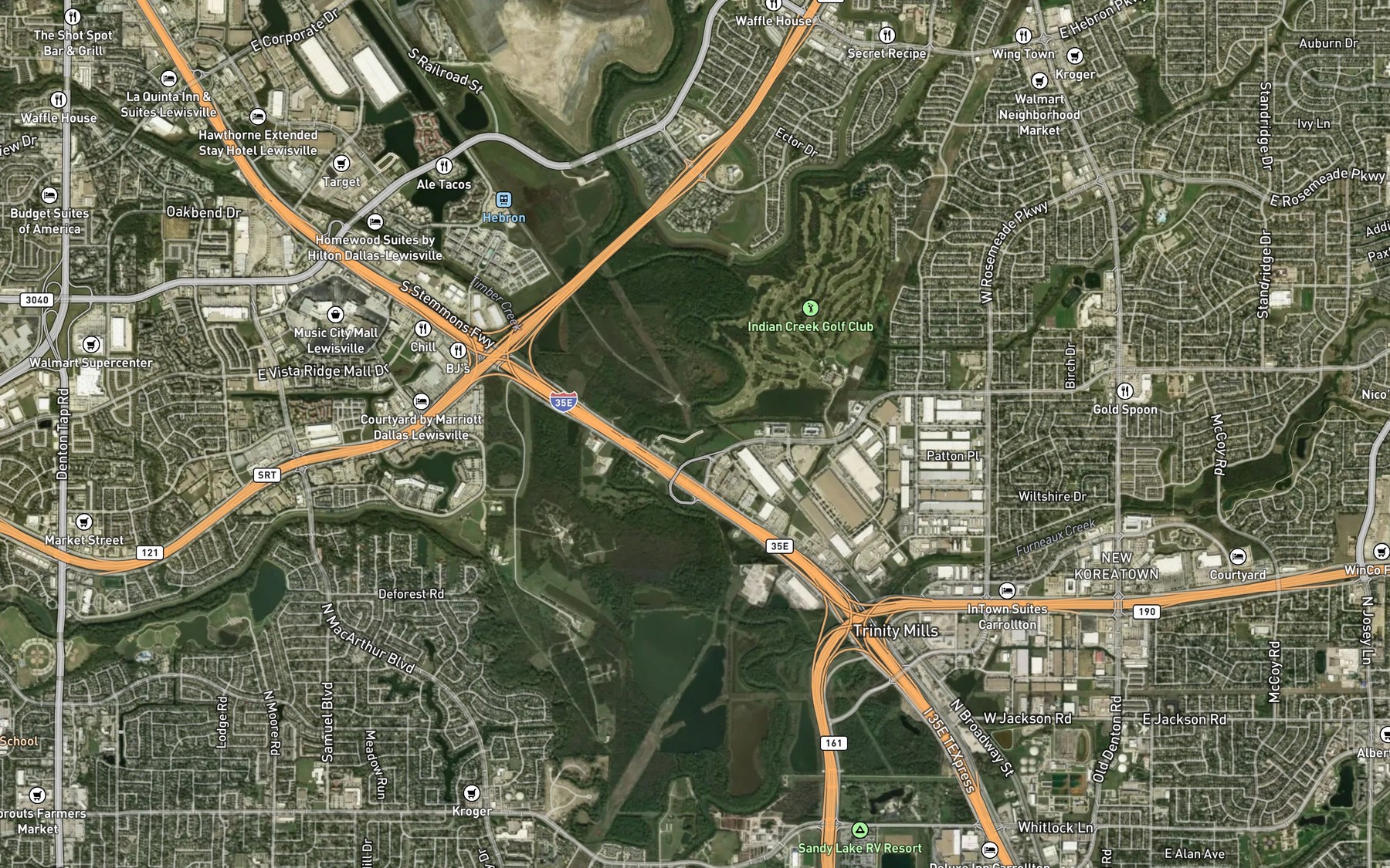 Satellite map of the Dudley Branch