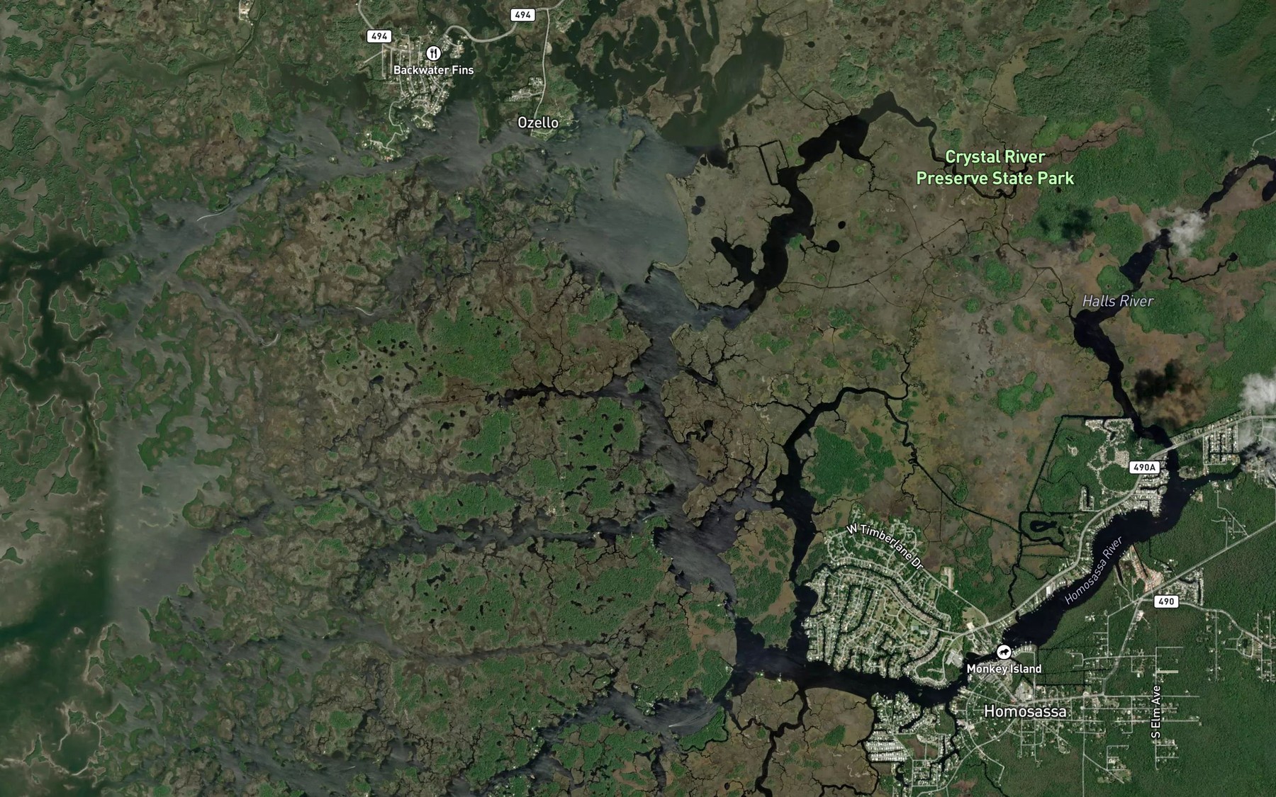 Satellite map of the Mud Creek