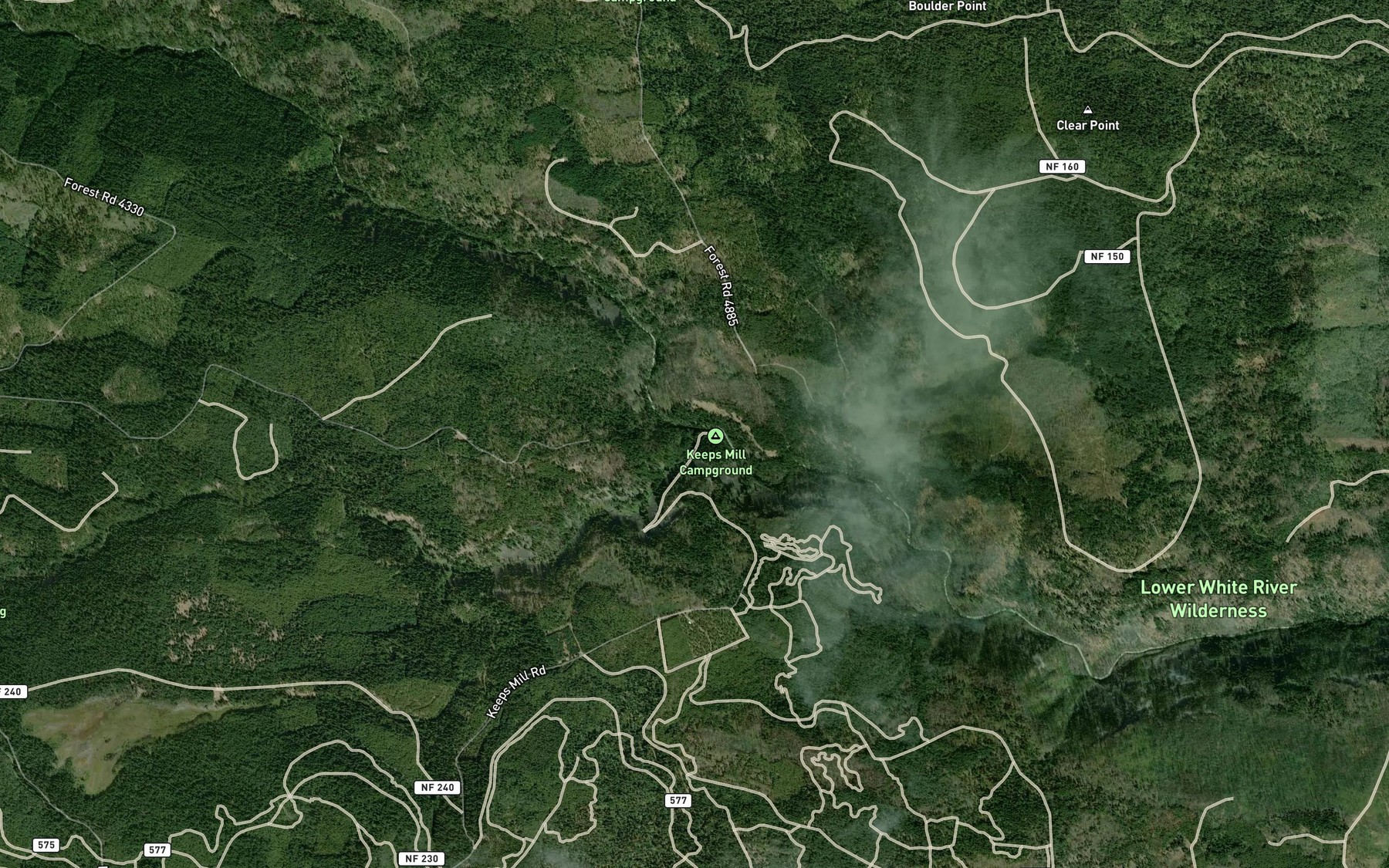 Satellite map of the Clear Creek