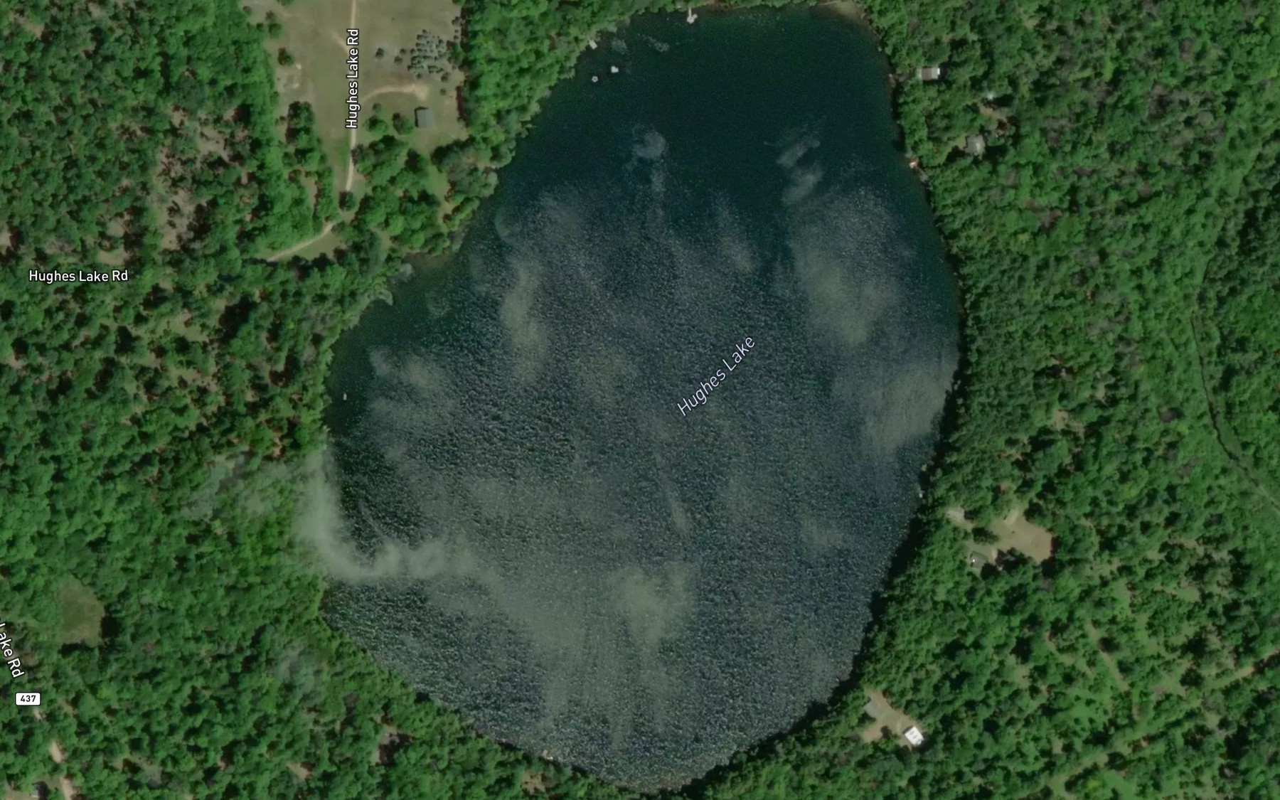 Satellite map of the Hughes Lake