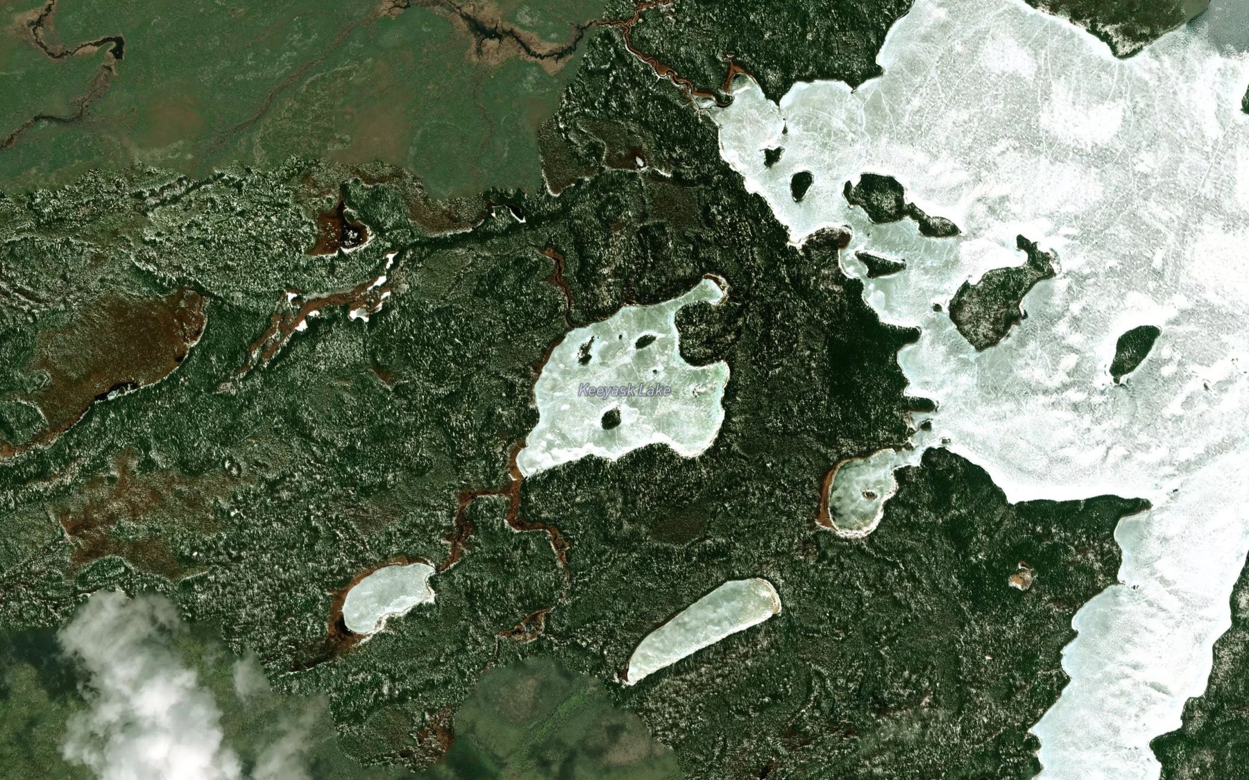Satellite map of the Keeyask Lake