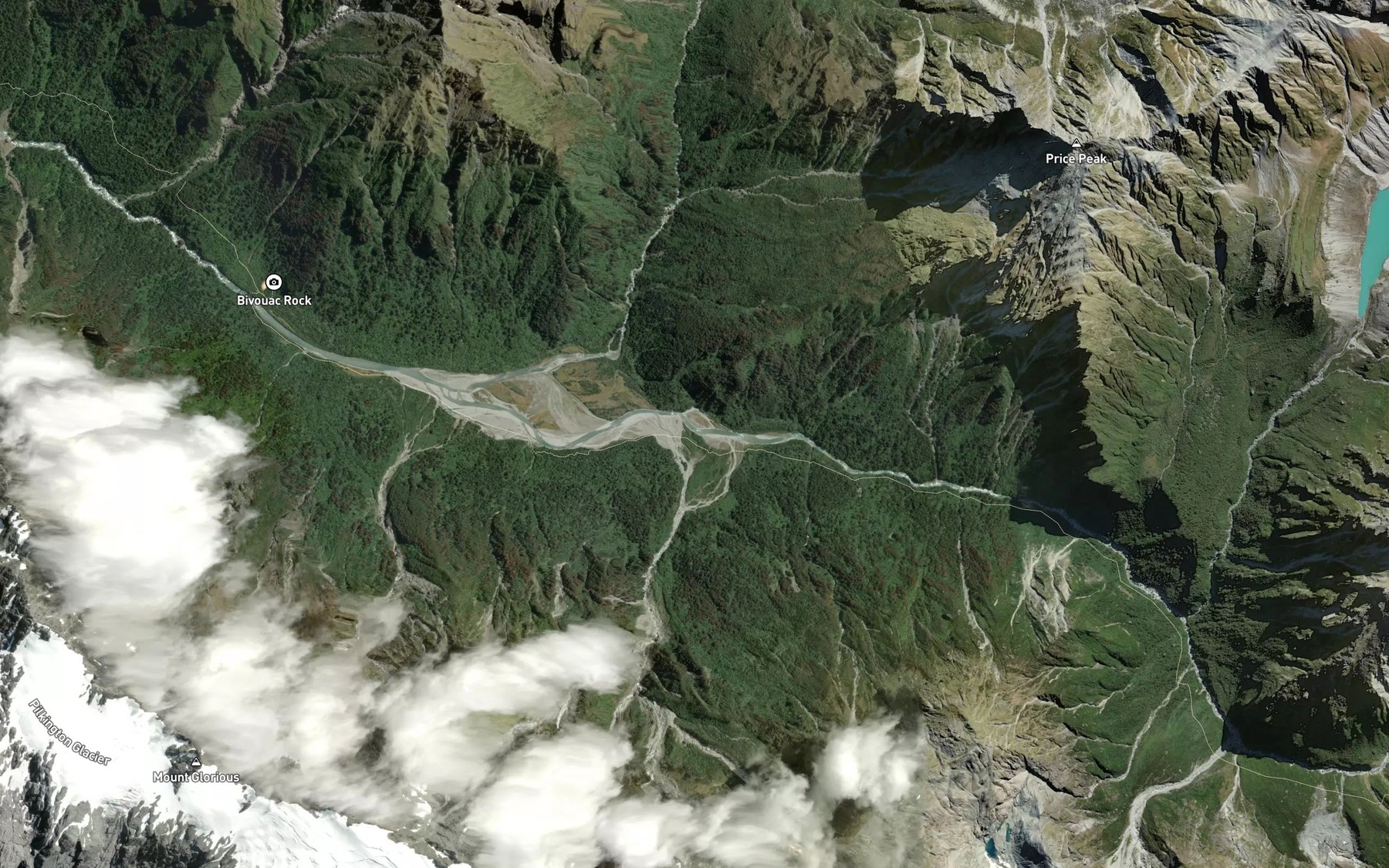 Satellite map of the Bluewater Creek
