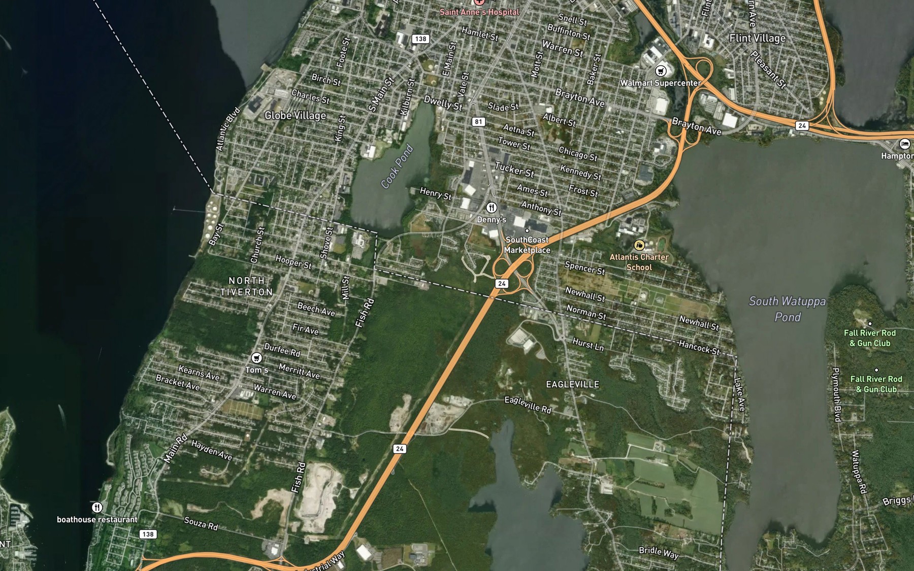 Satellite map of the Crab Pond