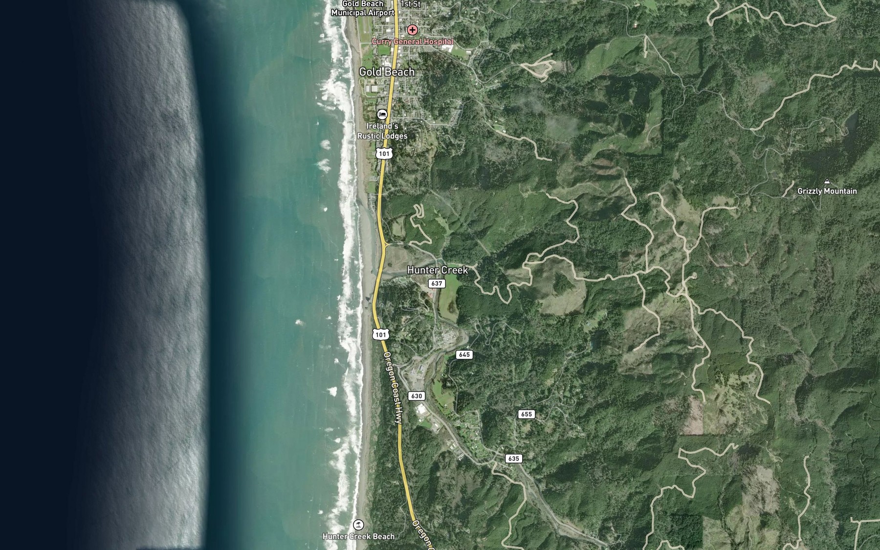 Satellite map of the Turner Creek