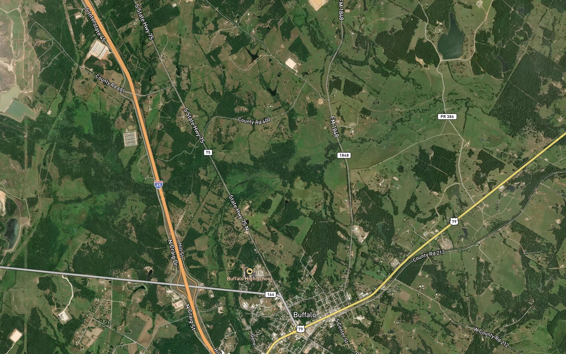 Satellite map of the Cane Branch