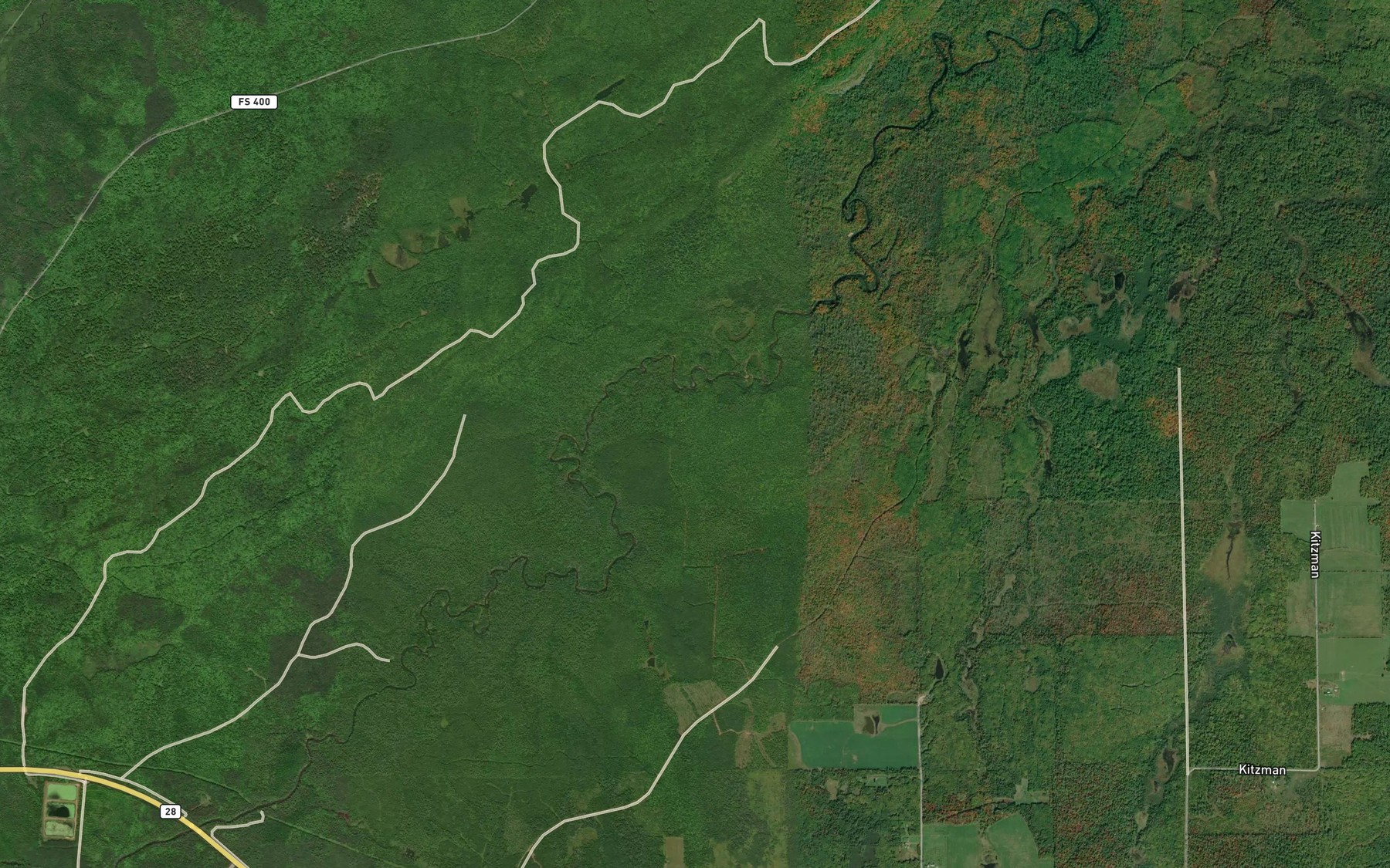 Satellite map of the Russell Creek