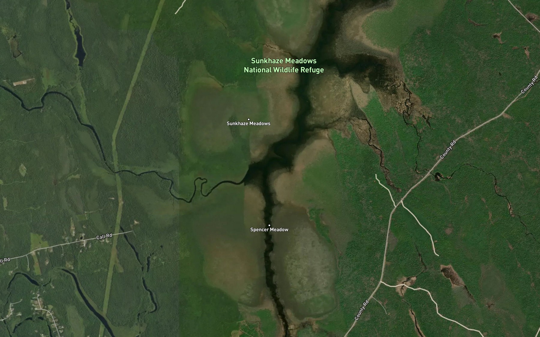 Satellite map of the Baker Brook