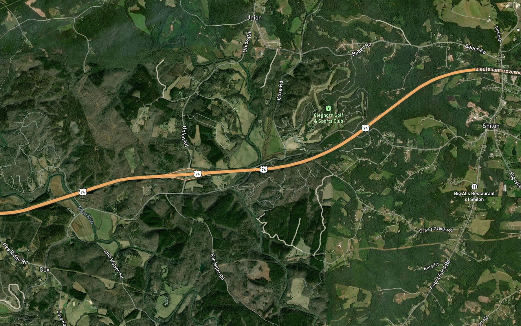 Satellite map of the Charles Creek