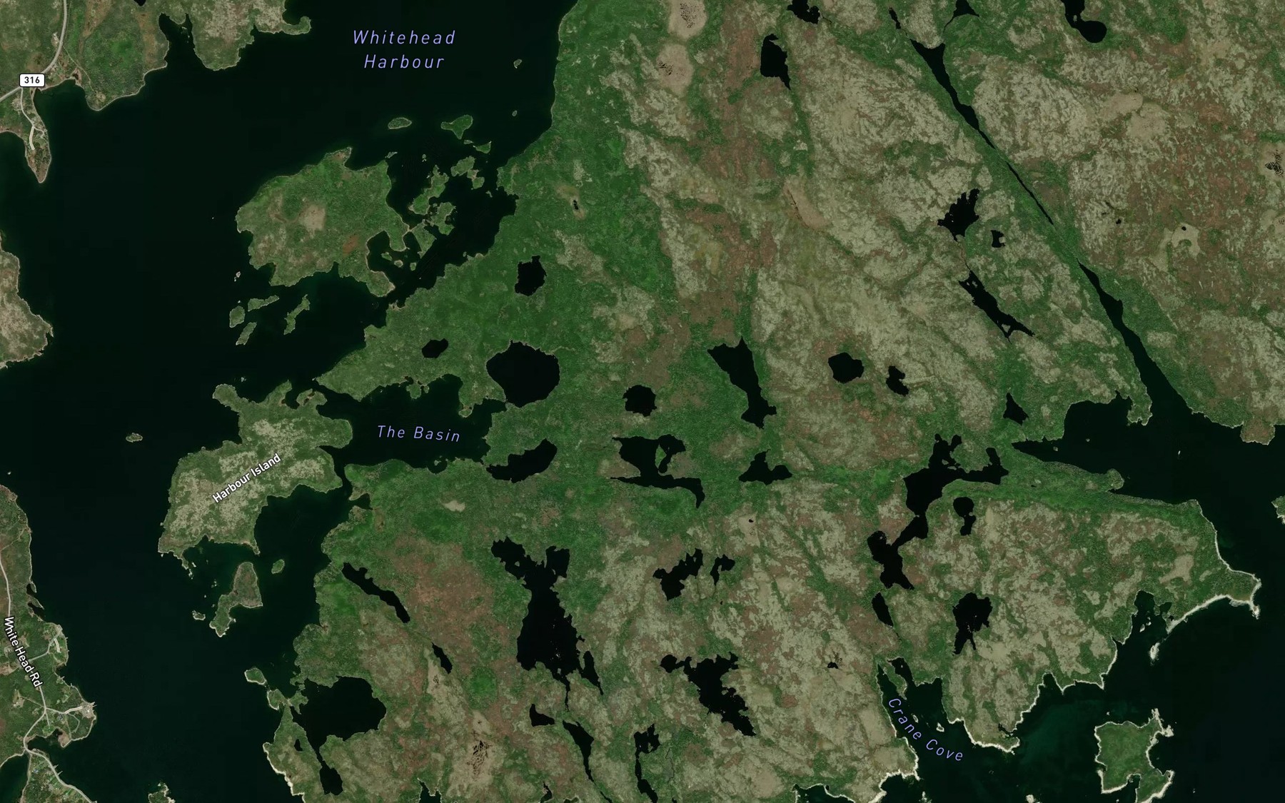 Satellite map of the Basin Lake