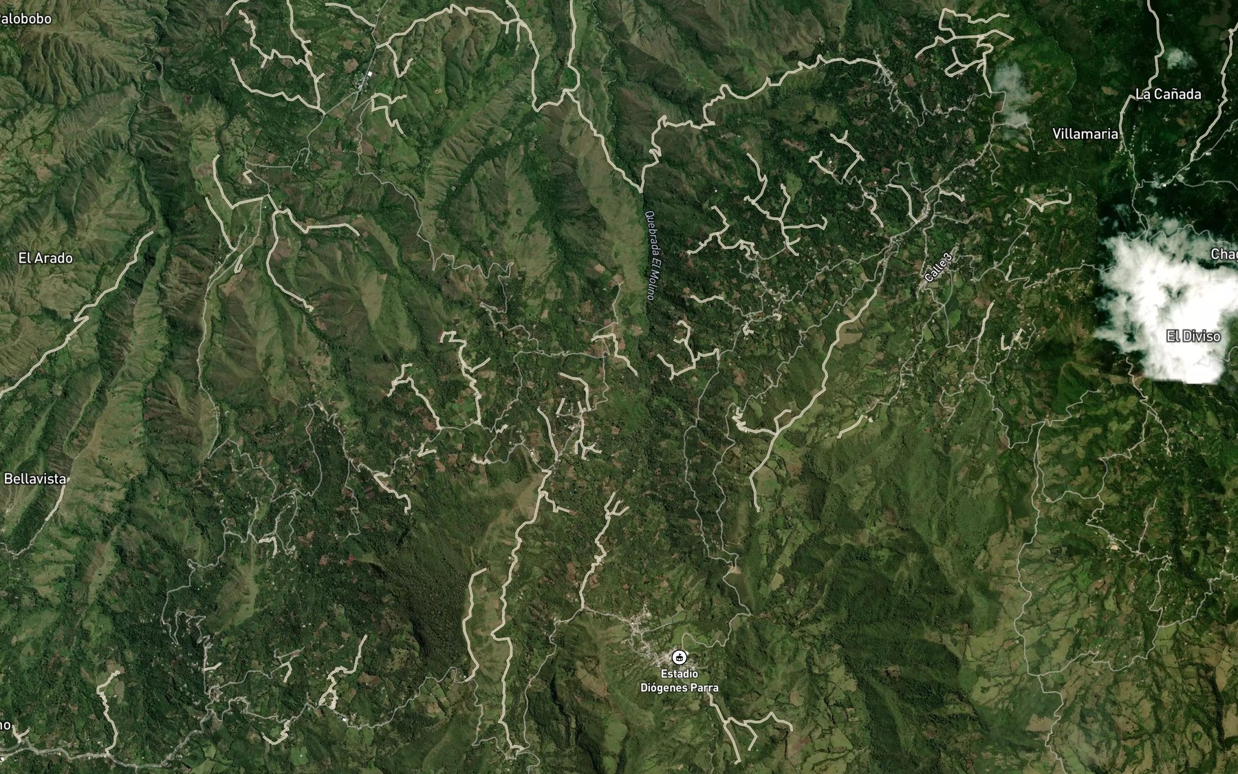 Satellite map of the Quebrada La Laguna