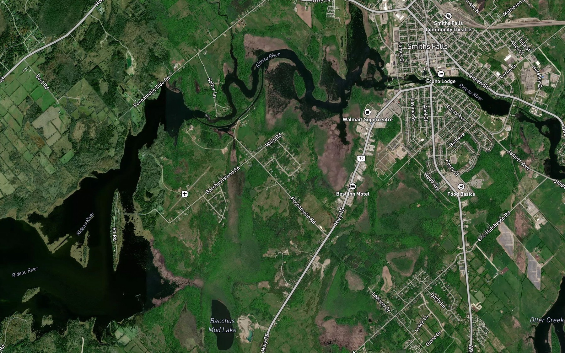 Satellite map of the Lousy Creek