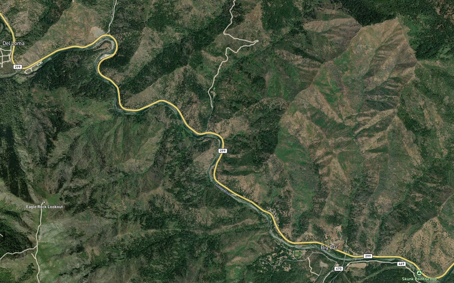 Satellite map of the Whites Bar Creek