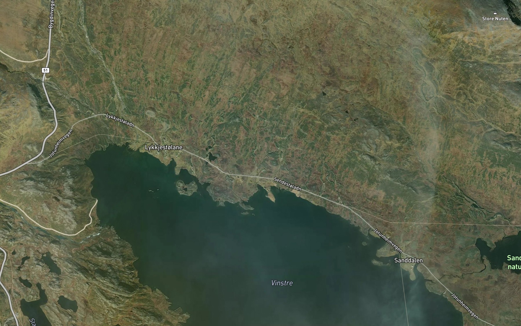 Satellite map of the Nordre Senda