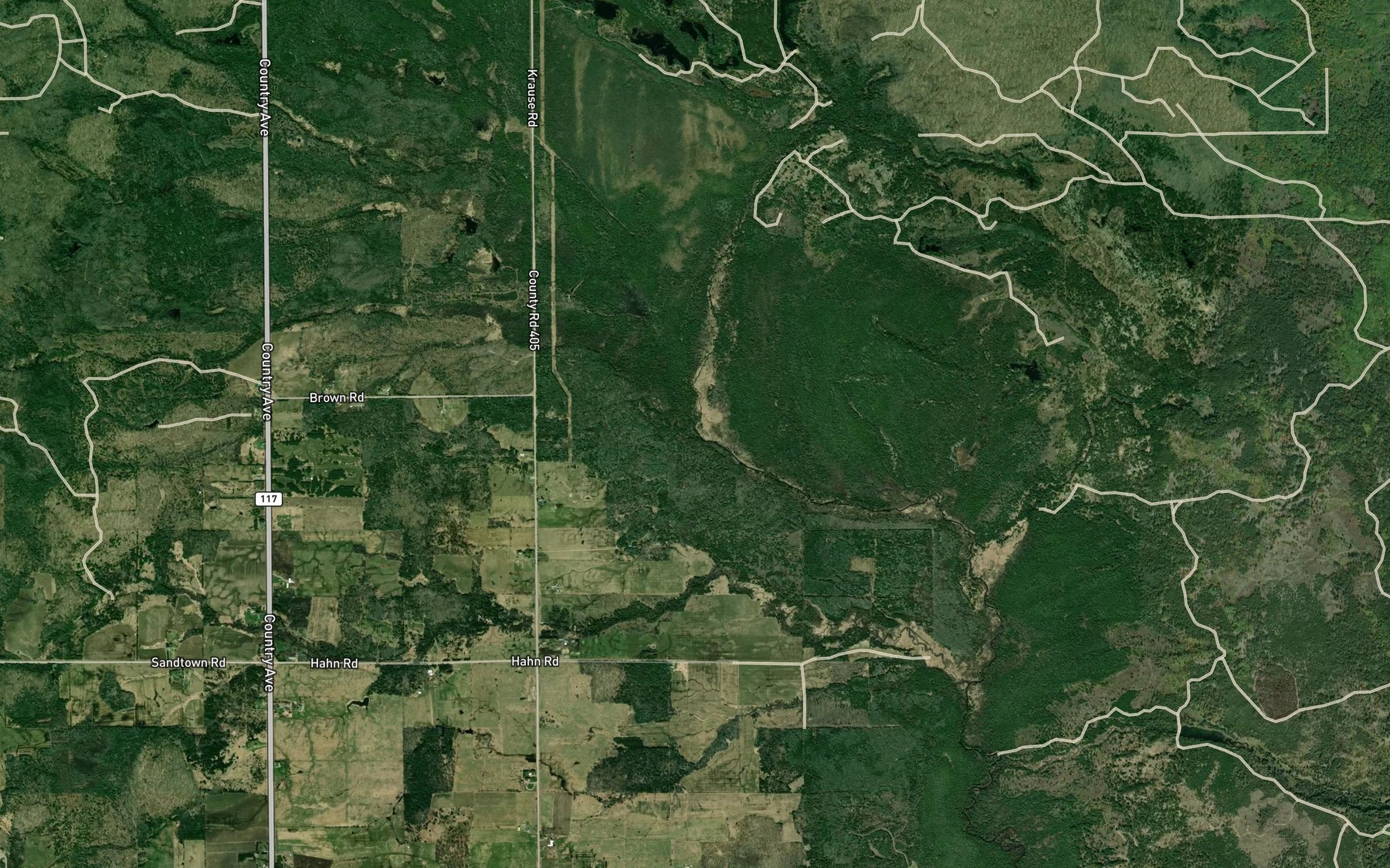 Satellite map of the Skunk Creek