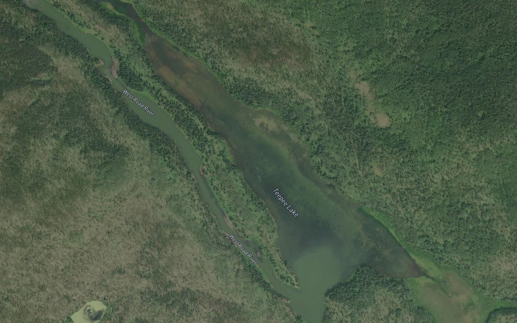 Satellite map of the Teepee Lake