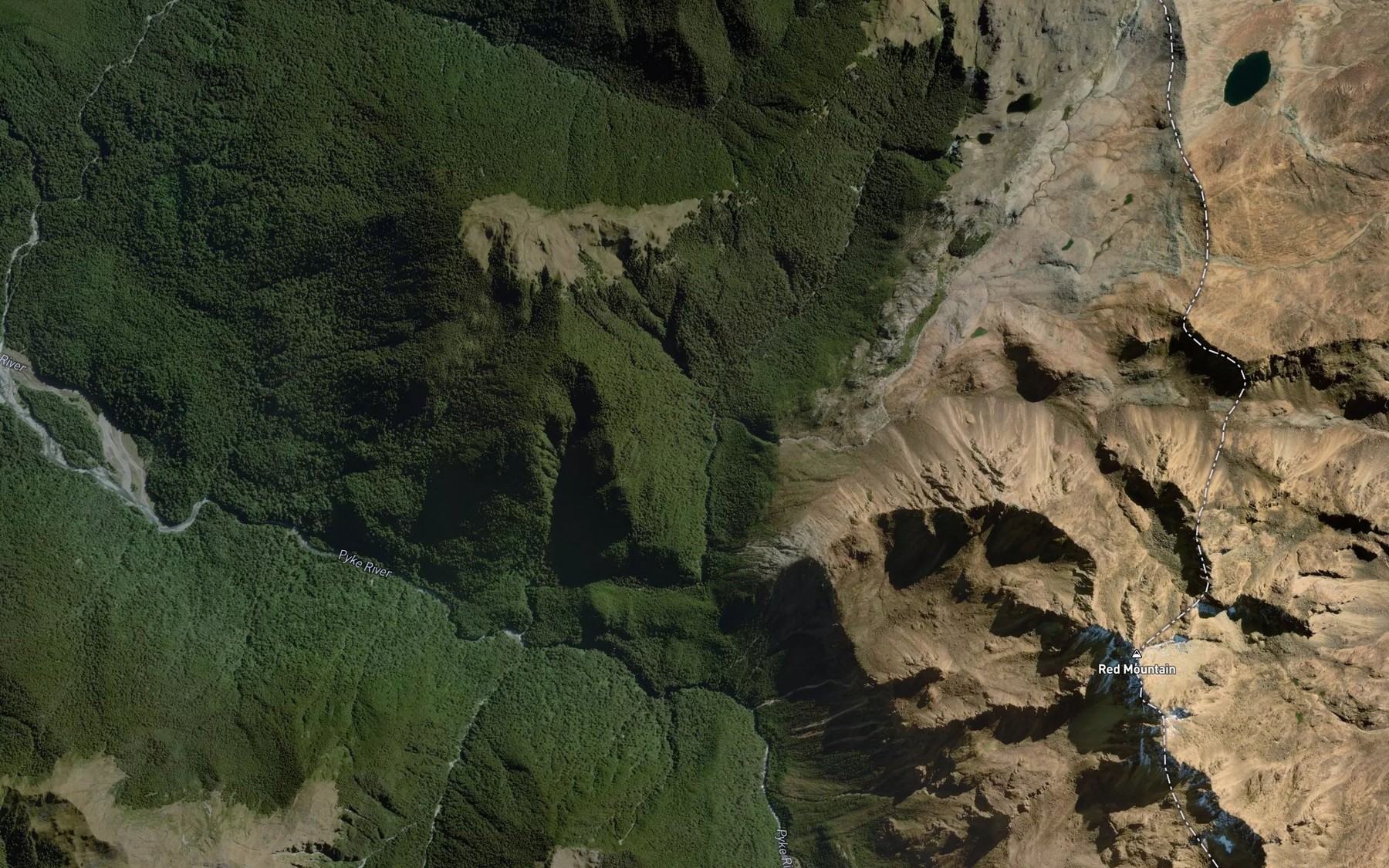 Satellite map of the Red Pyke River