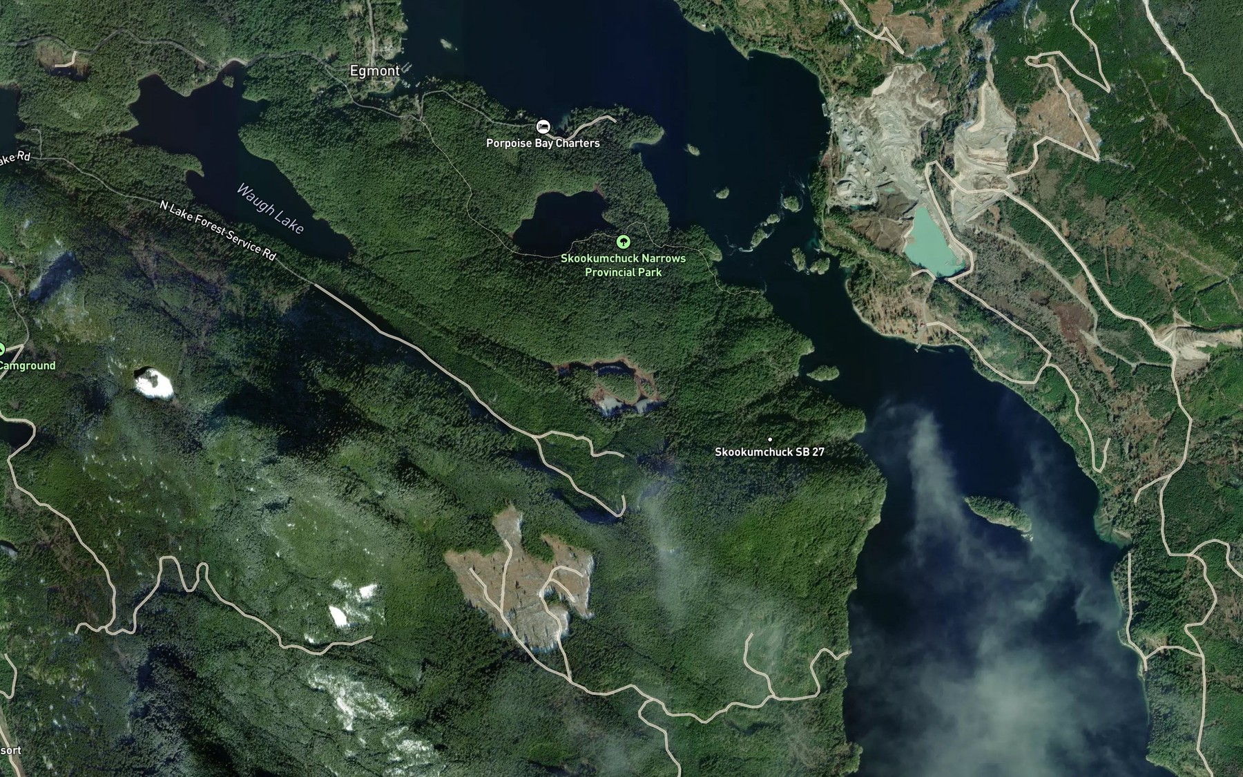 Satellite map of the Swamp Lakes